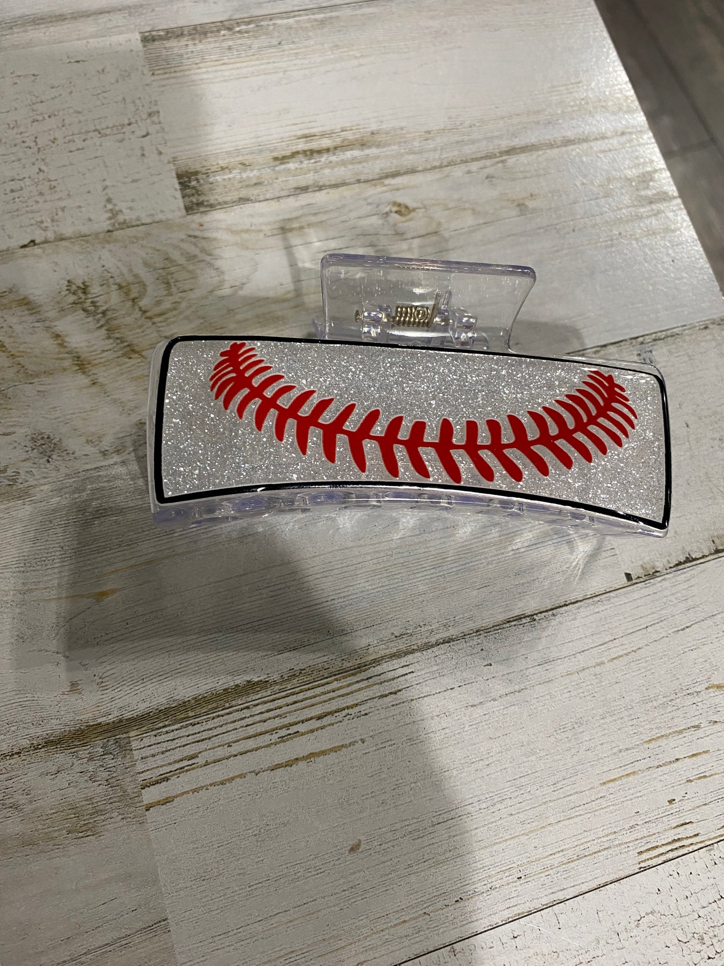 Baseball Glitter Claw Hair Clip