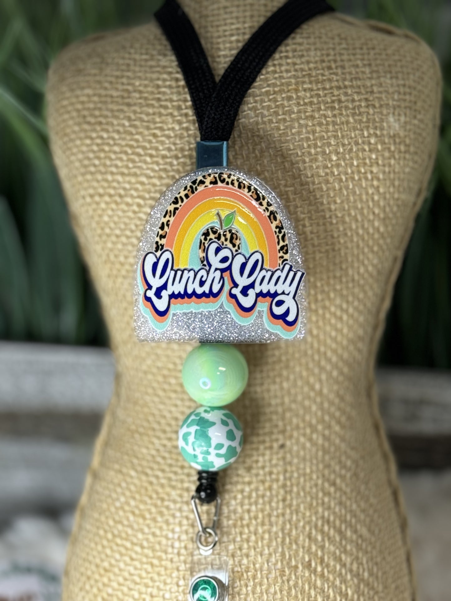 Lunch Lady Rainbow Lanyard with Retractable Reel