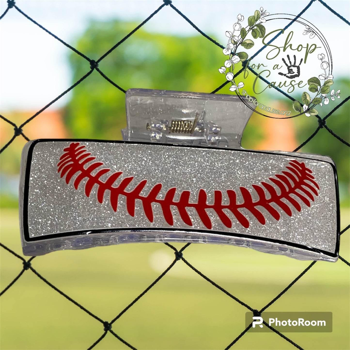 Baseball Glitter Claw Hair Clip