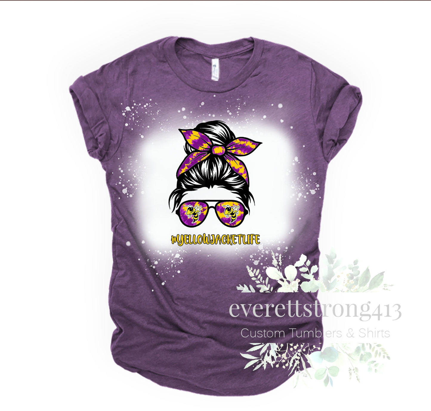 Yellow Jacket Life Purple Messy Bun Digital File with FREE Mockup