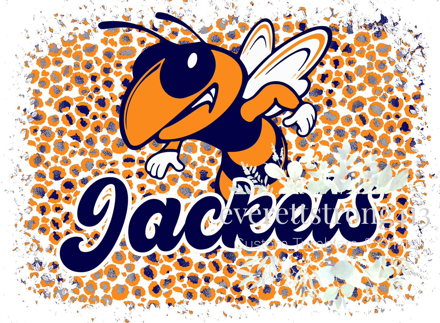 Yellow Jacket Cheetah Distressed Orange and Navy Digital File