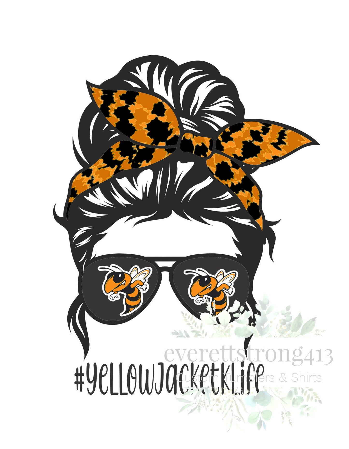 Yellow Jacket Messy Bun- Orange/Black Digital File