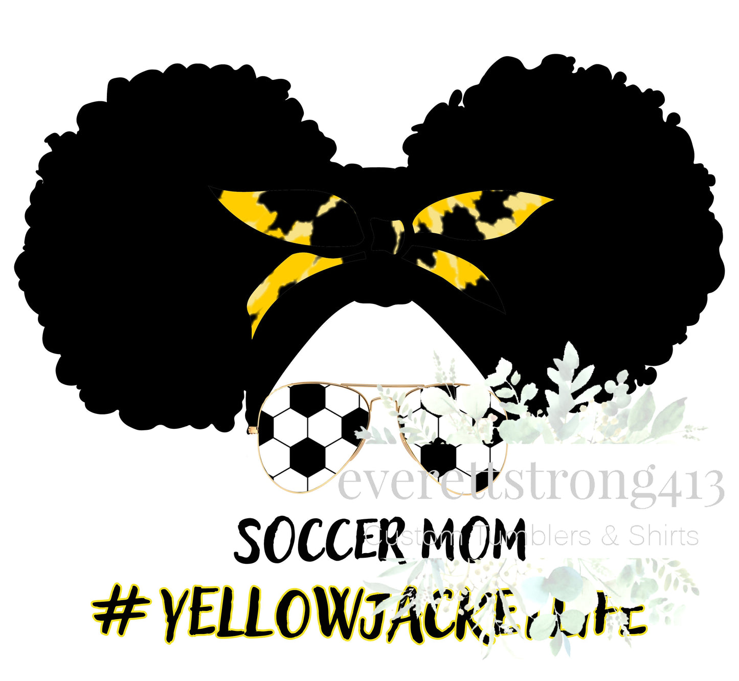Soccer Mom Life Yellow Jacket Afro Puff Digital File