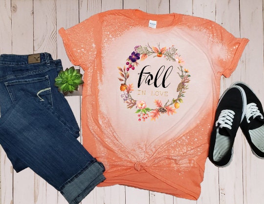 Fall Wreath Bleached Shirt