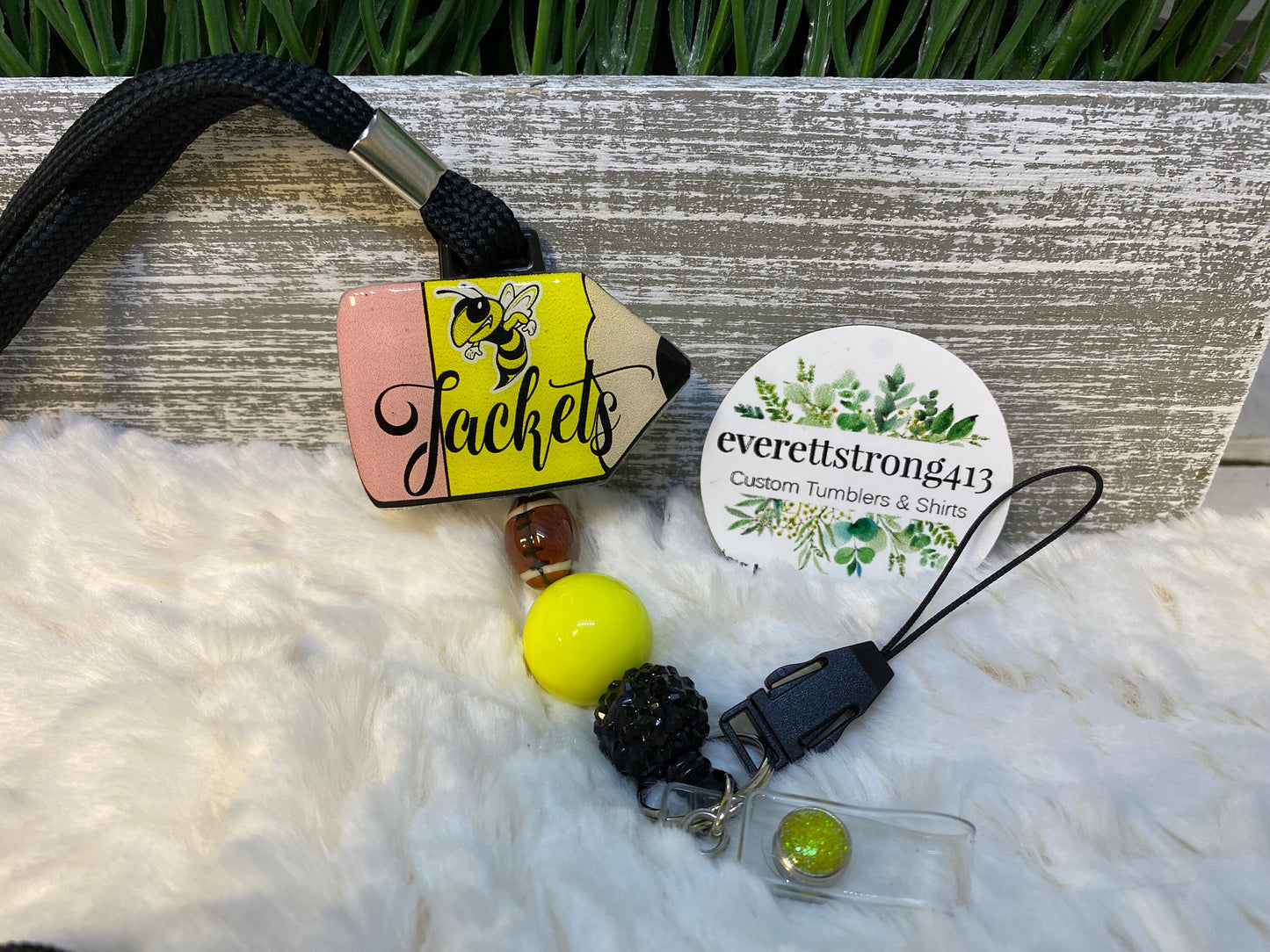 Yellow Jacket Pencil Lanyard with Retractable Reel