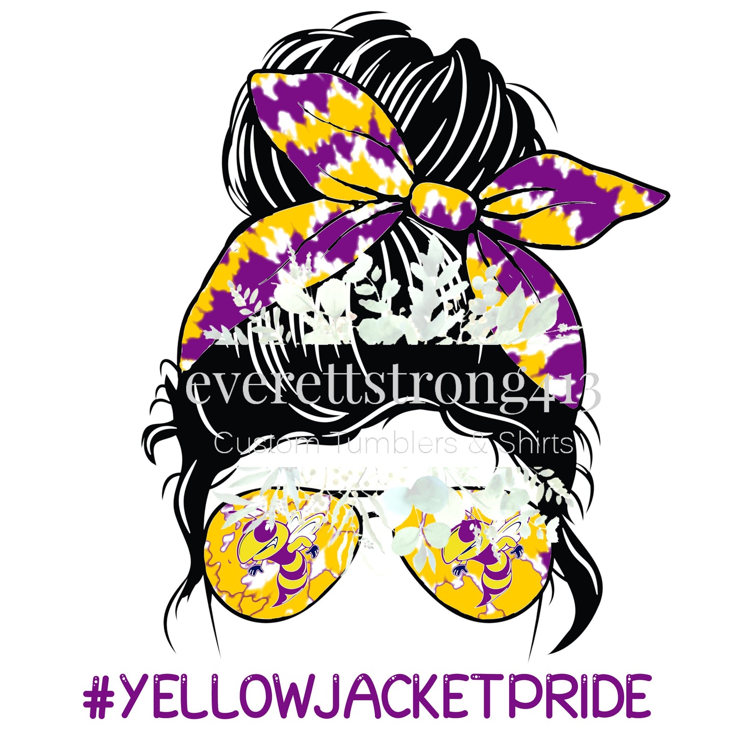 Yellow Jacket Pride Messy Bun- Purple and Yellow Digital File