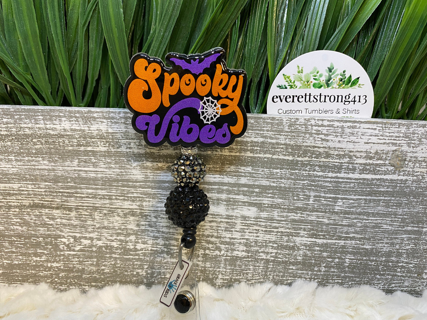 Spooky Vibes Beaded Badge Reel