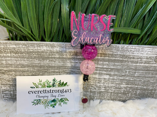 Nurse Educator Beaded Badge Reel