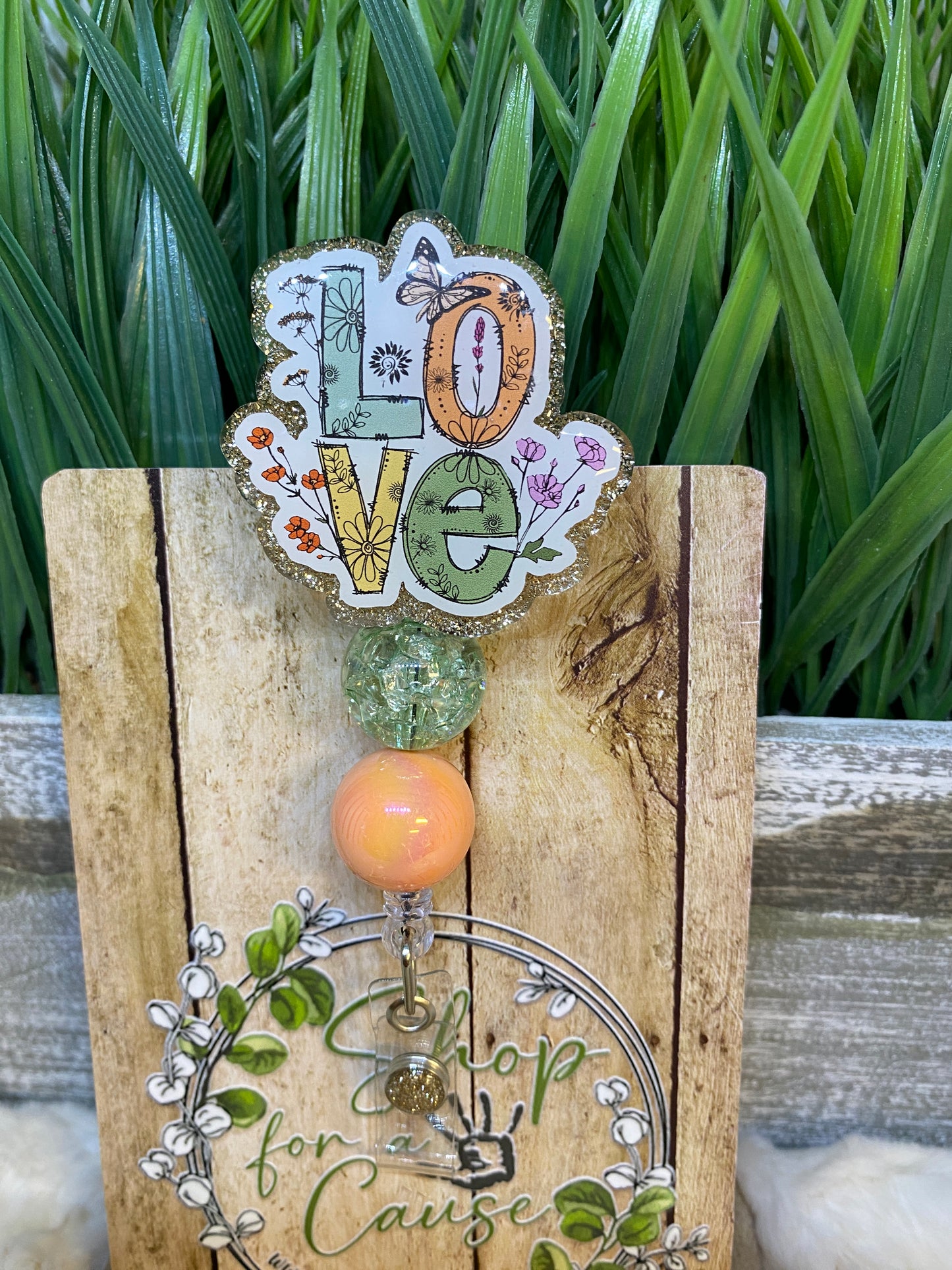 Love Wildflower Beaded Badge Reel