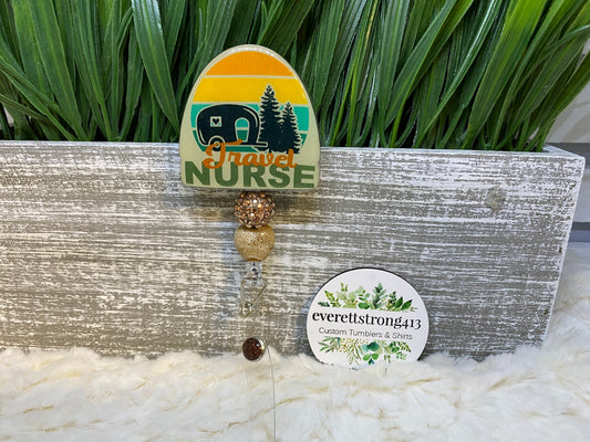 Camping Travel Nurse Beaded Badge Reel