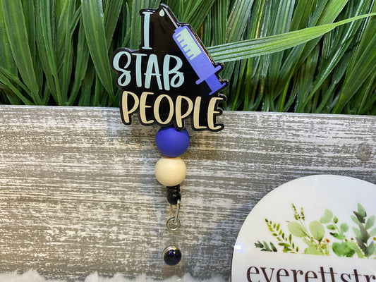 I Stab People Beaded Badge Reel