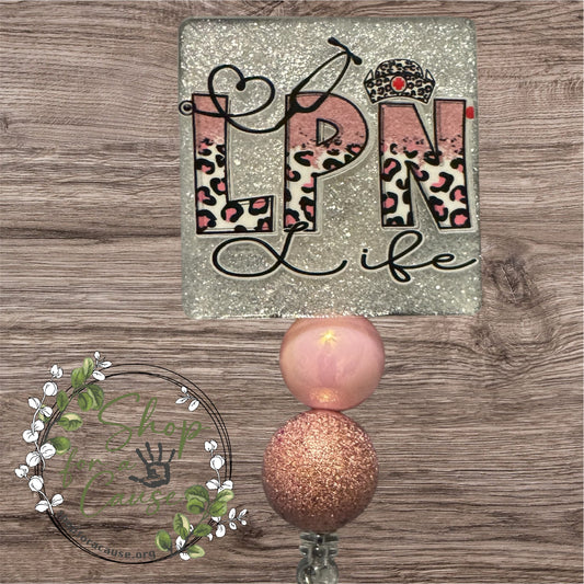 LPN Life Pink Cheetah Badge Reel