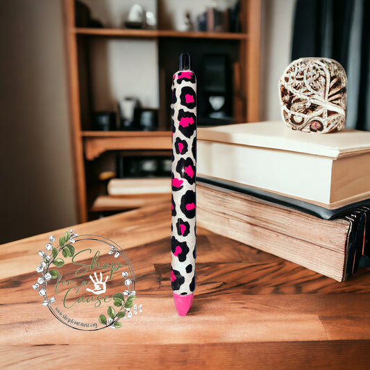 Pink Cheetah Epoxy Pen