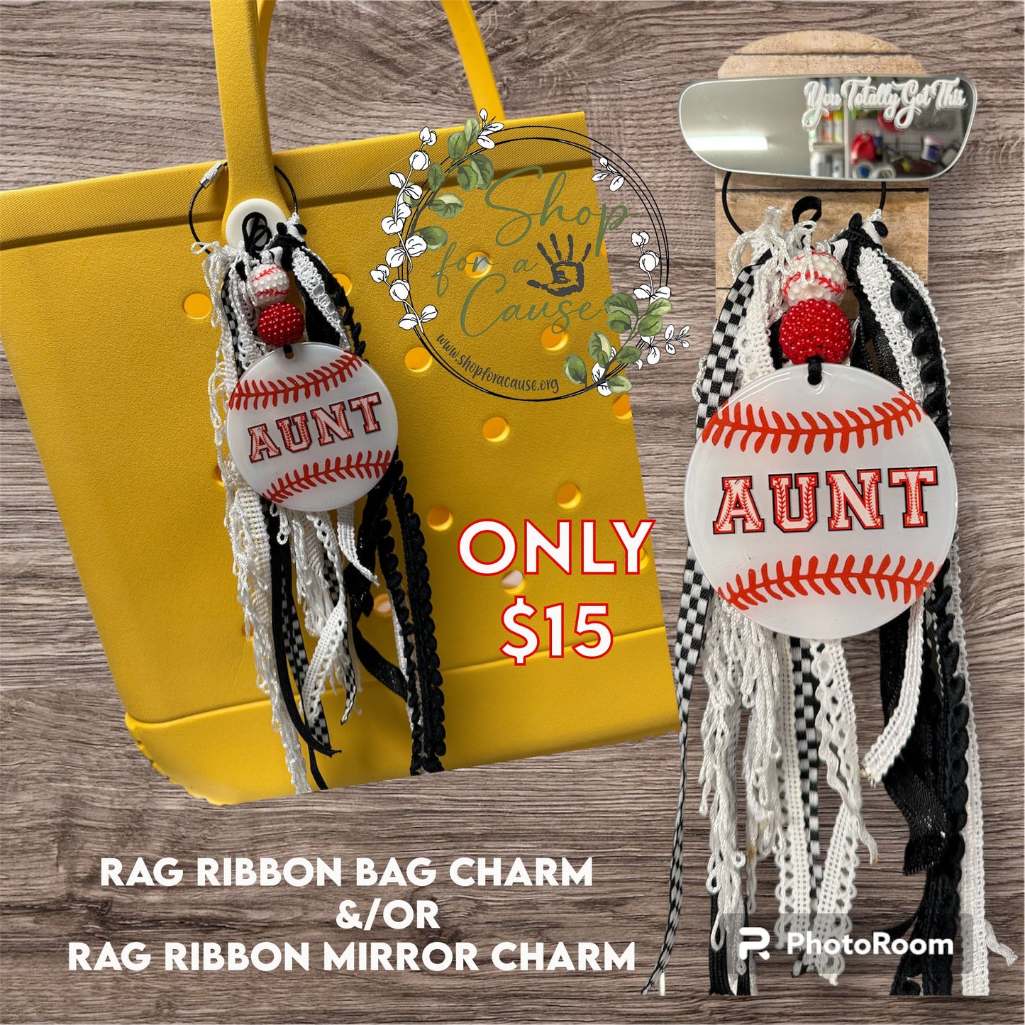 Rag Ribbon Baseball/Softball Bag Charm