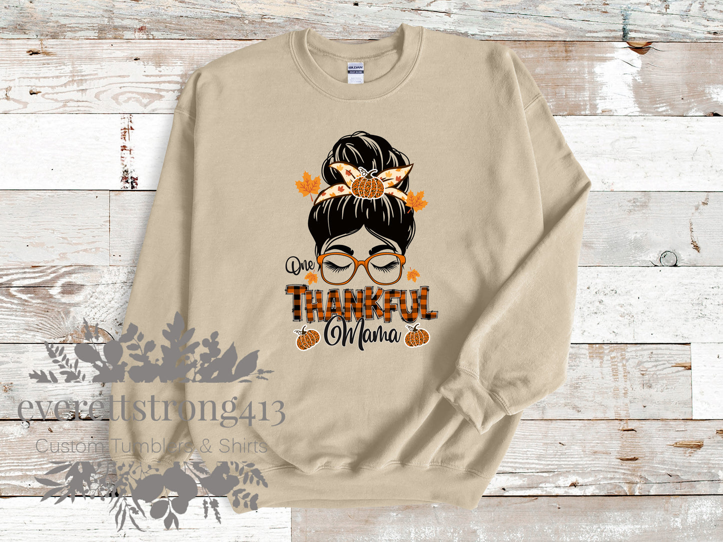 One Thankful Mama Crewneck Sweatshirt