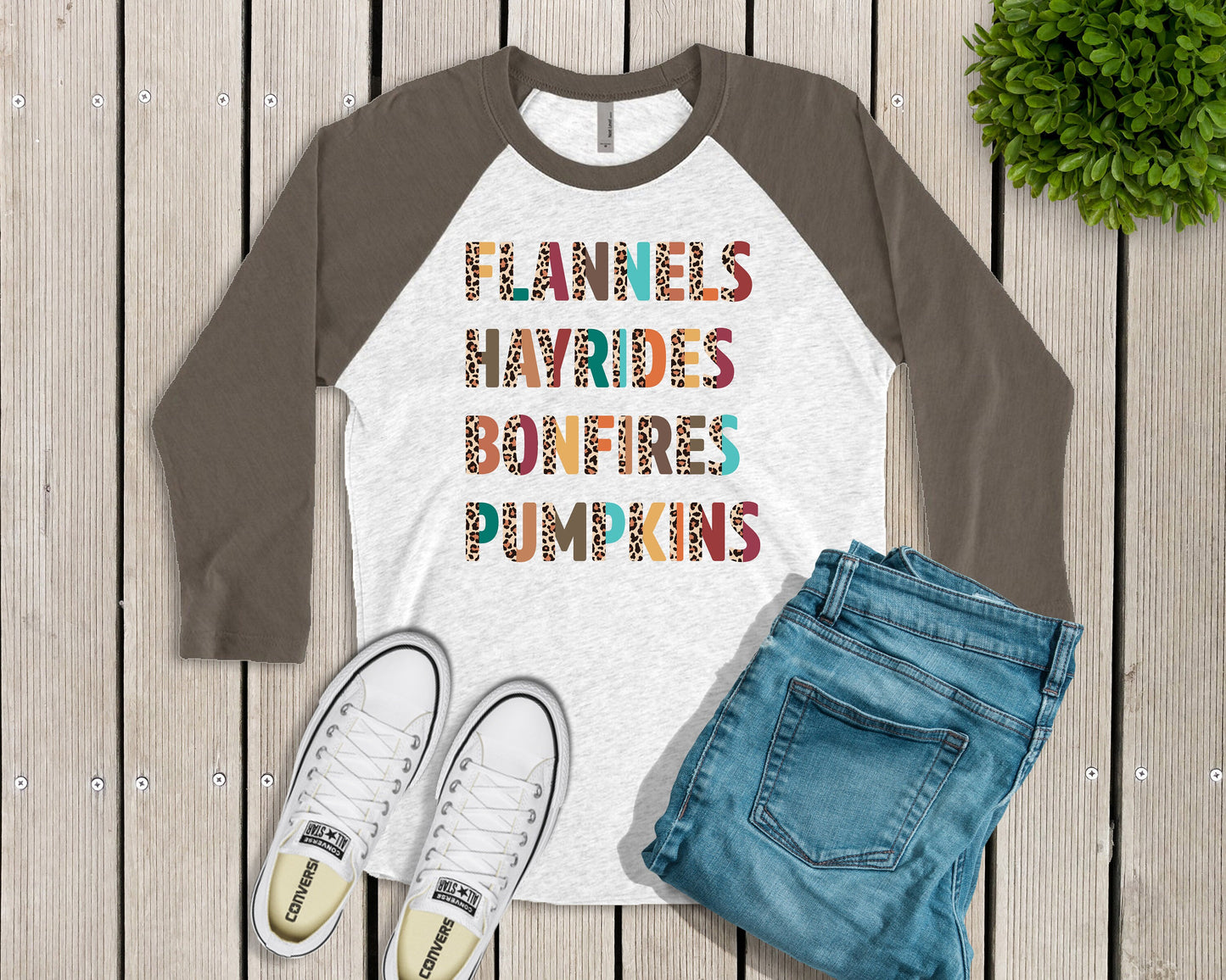 Flannels Hayrides Bonfires Pumpkins Raglan Shirt