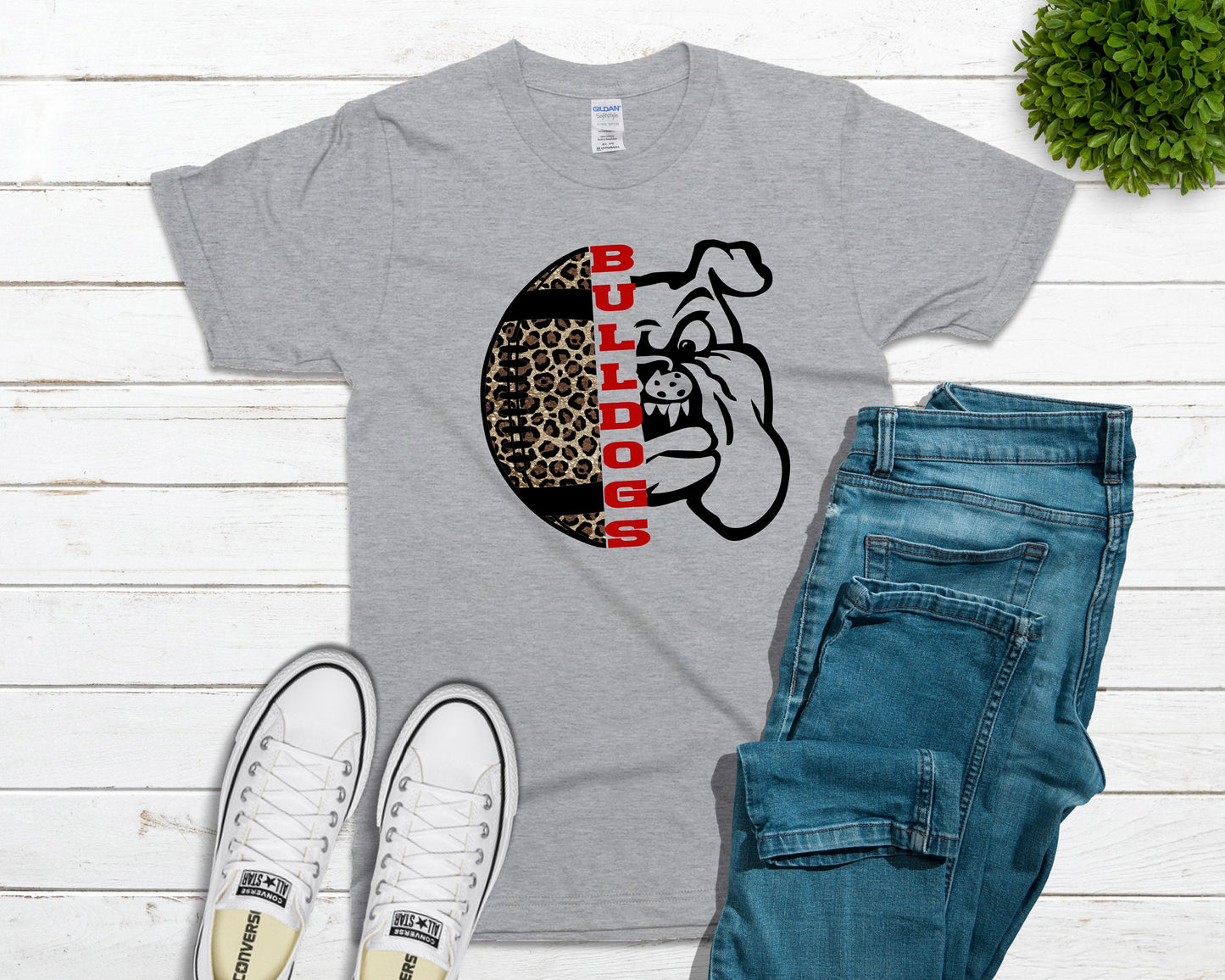 Bulldogs Cheetah Football T-Shirt