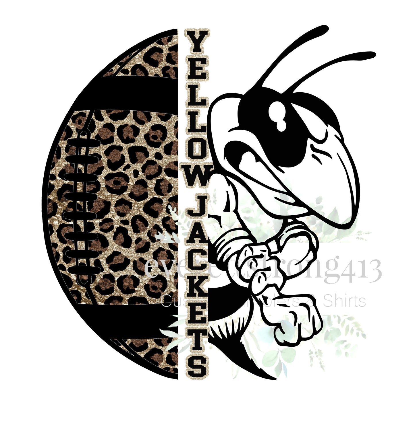 Yellow Jacket Half Football Cheetah Digital File