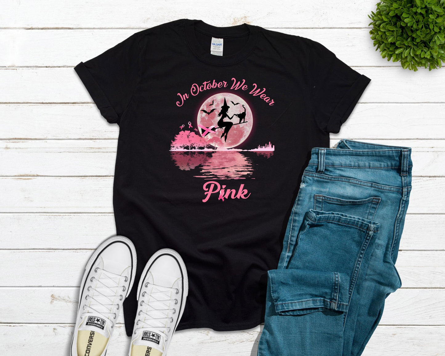 In October we wear Pink Witch T-Shirt