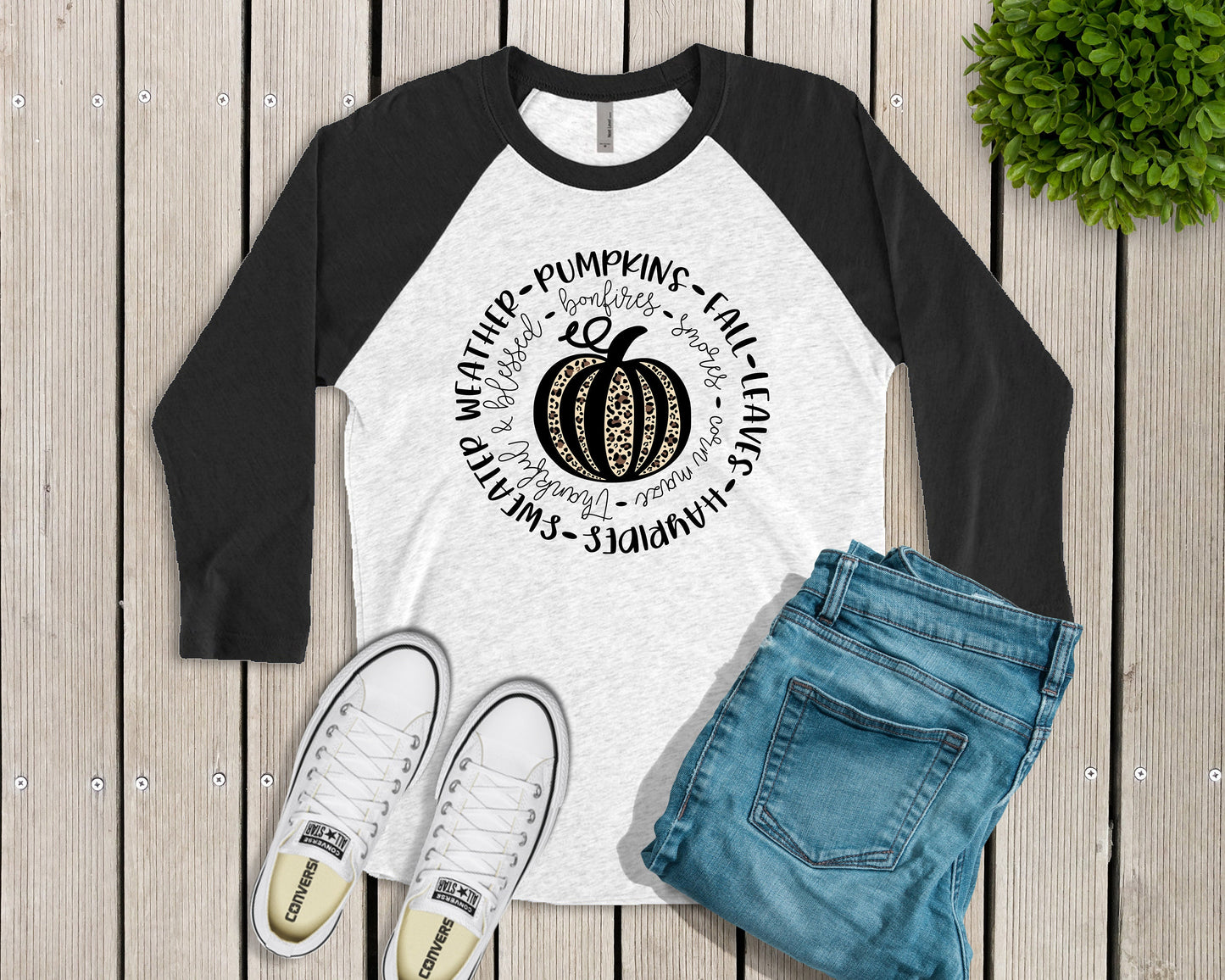 Leopard Pumpkin Circle Raglan Shirt