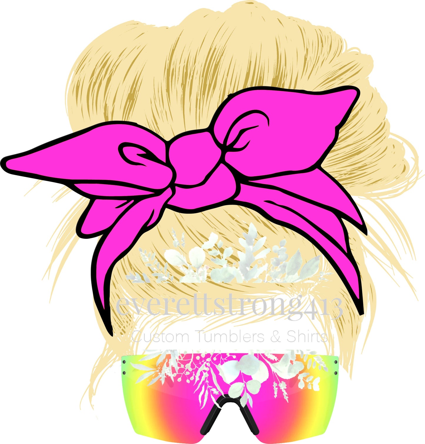 Blonde Messy Bun with Razor Glasses Digital File