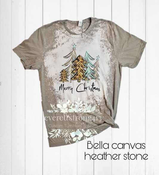 Merry Christmas Trees Bleached Shirt