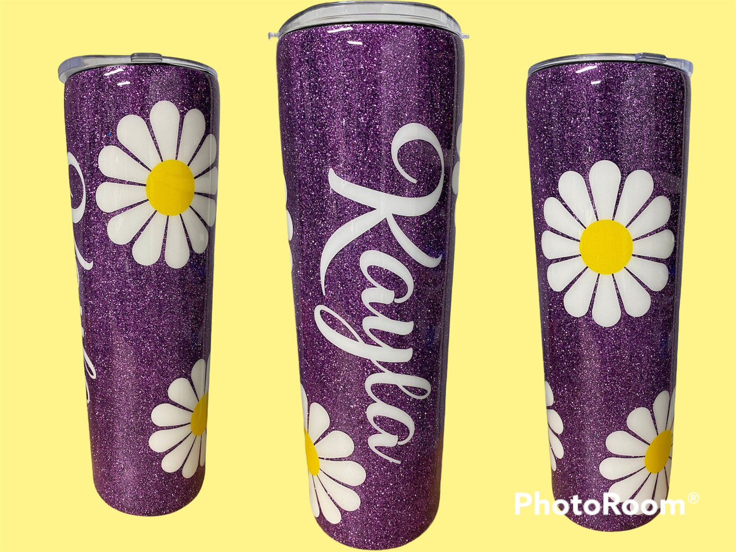 Daisy Glitter Epoxy Tumbler