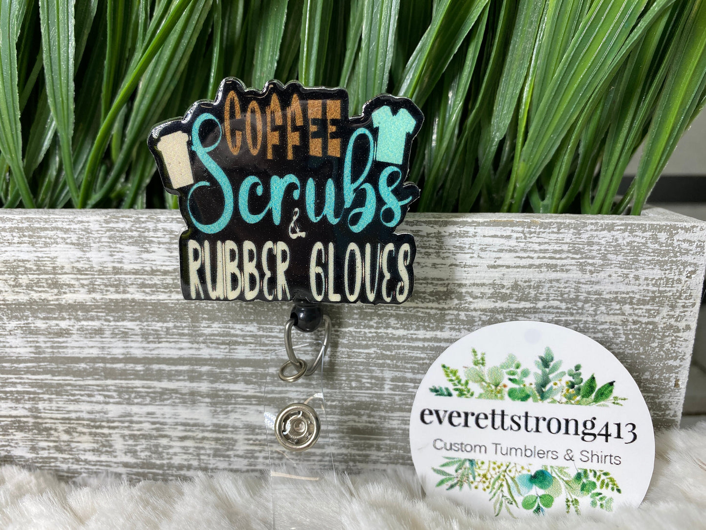 Coffee, Scrubs & Rubber Gloves Badge Reel