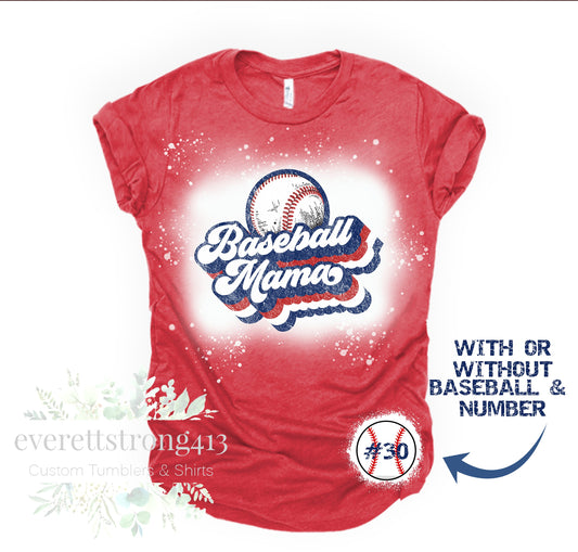 Retro Baseball Mama Bleached Shirt