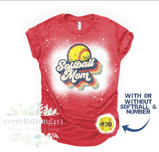 Retro Softball Mom Bleached Shirt