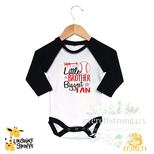 Little Brother Biggest Fan Raglan Onesie