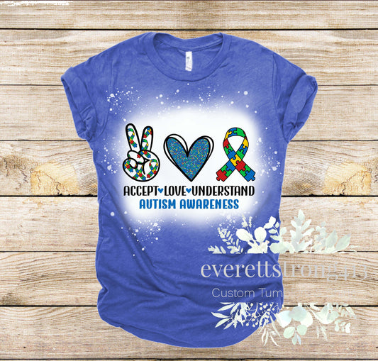 Accept, Love, Understand Autism Awareness Bleached Shirt