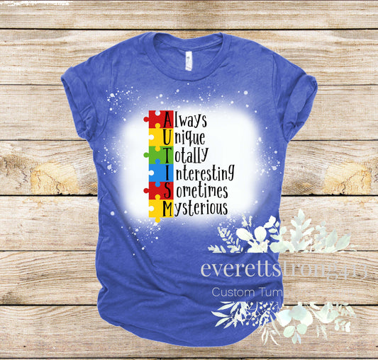 Always Unique Autism Awareness Bleached Shirt