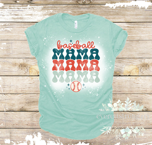 Baseball Mama stacked Bleached Shirt