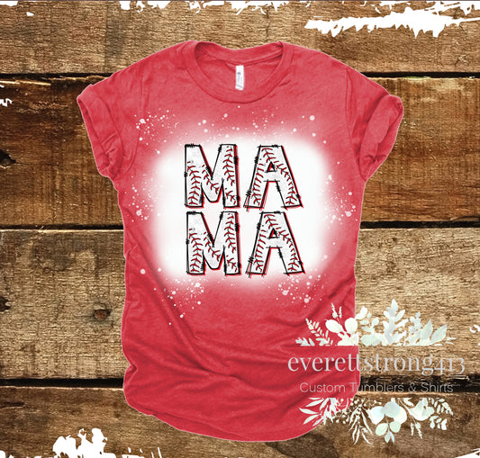 Baseball Mama Squared Bleached Shirt