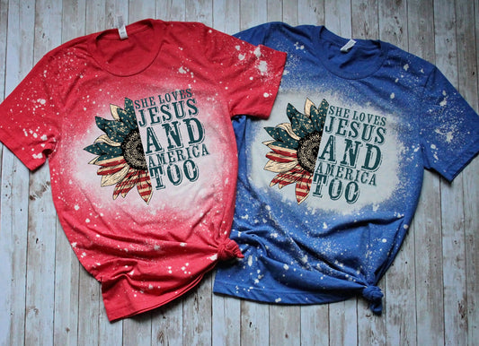 She Loves Jesus and America too Bleached Shirt