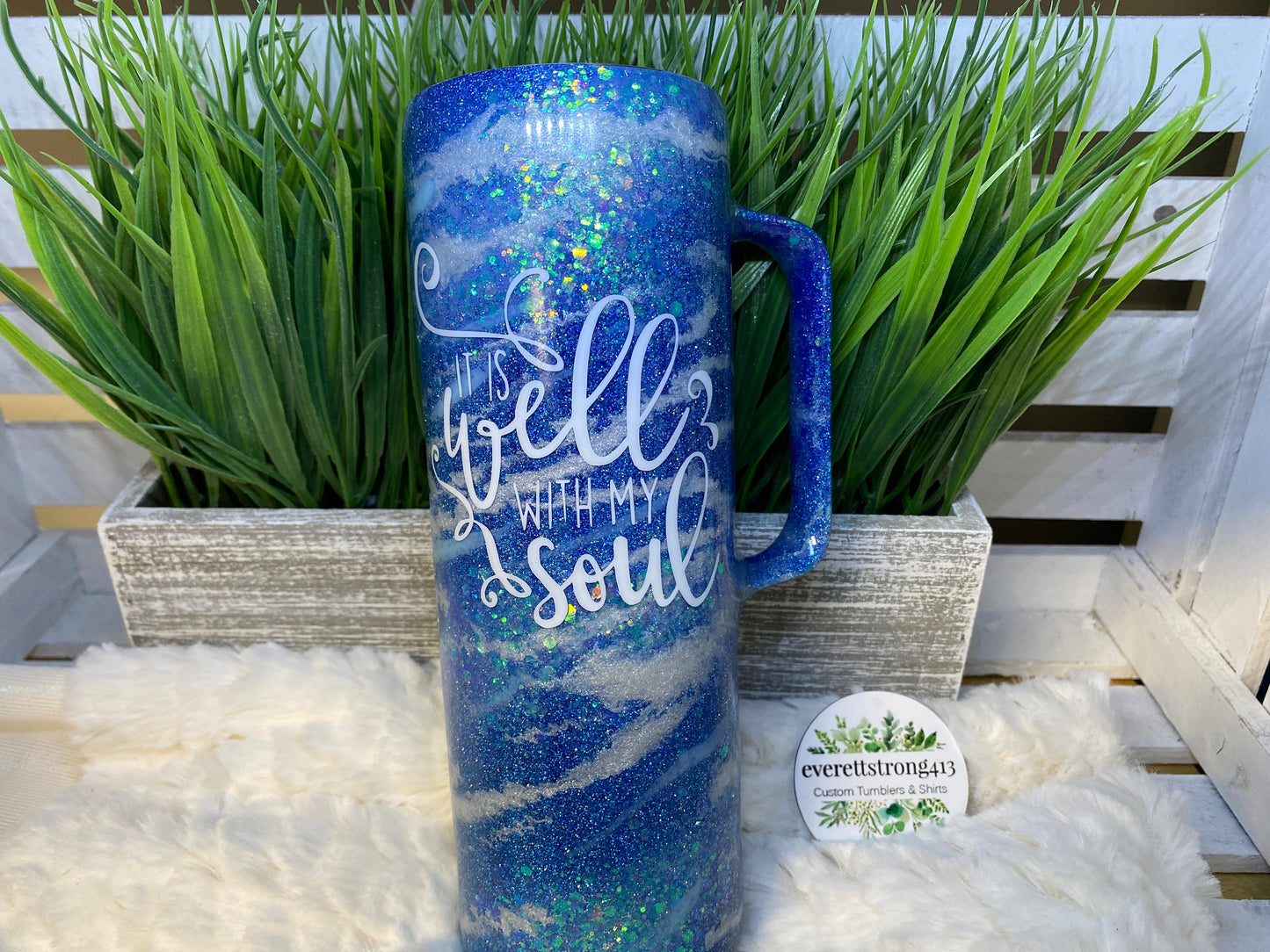It is Well with my Soul Blue Galaxy Epoxy Tumbler