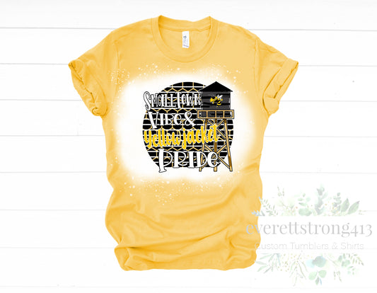 Small Town Vibe Yellow Jacket Bleached T-Shirt