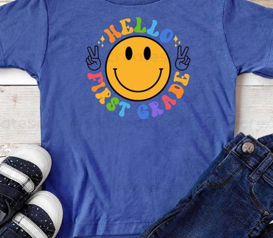 Hello First Grade School Smiley T-Shirt