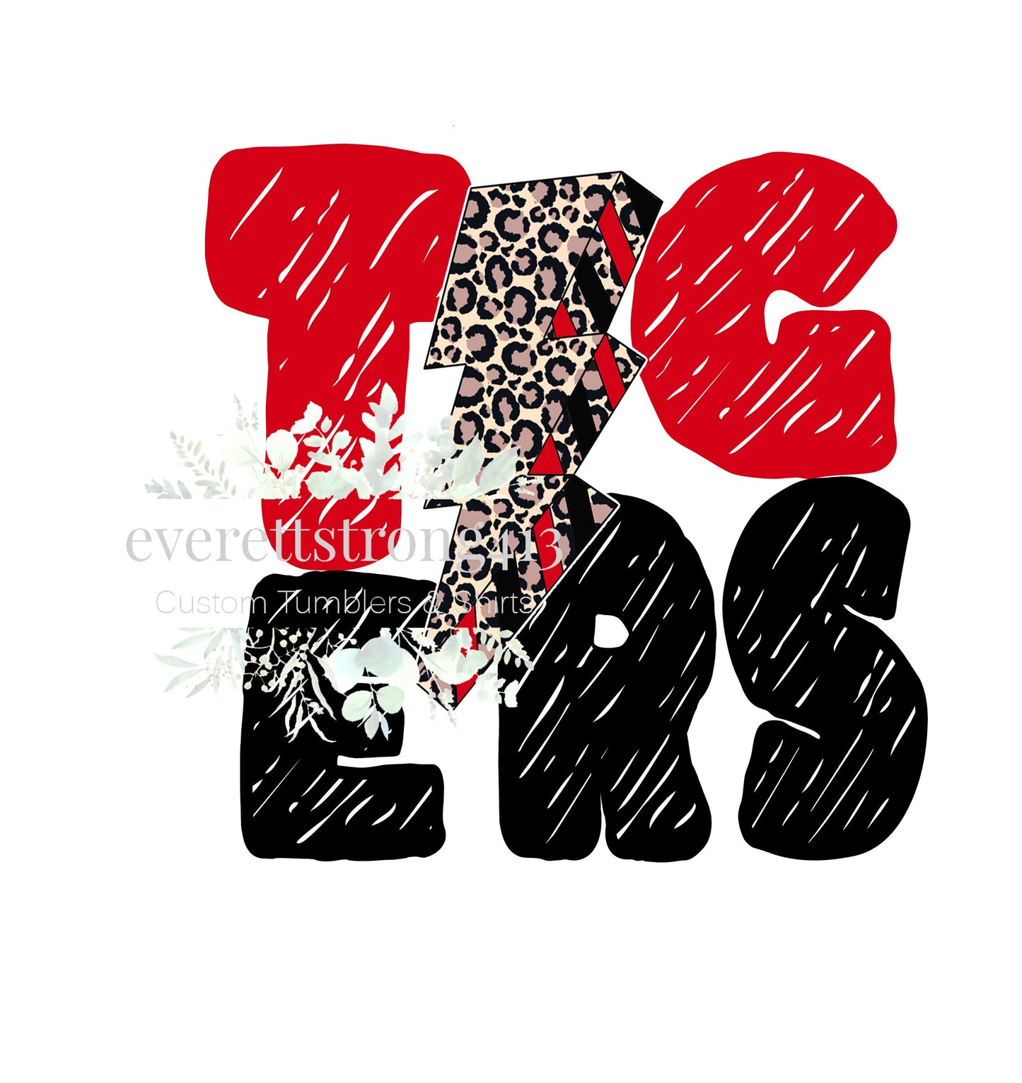 TIgers Lightning Bolt-Red Digital File