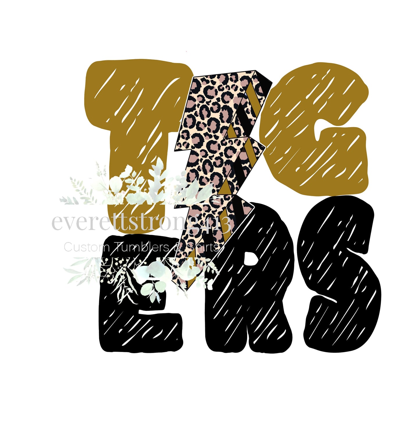 TIgers Lightning Bolt-Gold Digital File