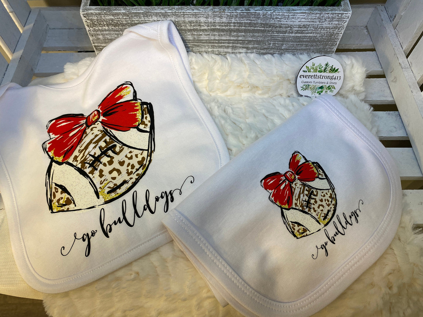 Go Bulldogs Matching Bib and Burp Rag Set