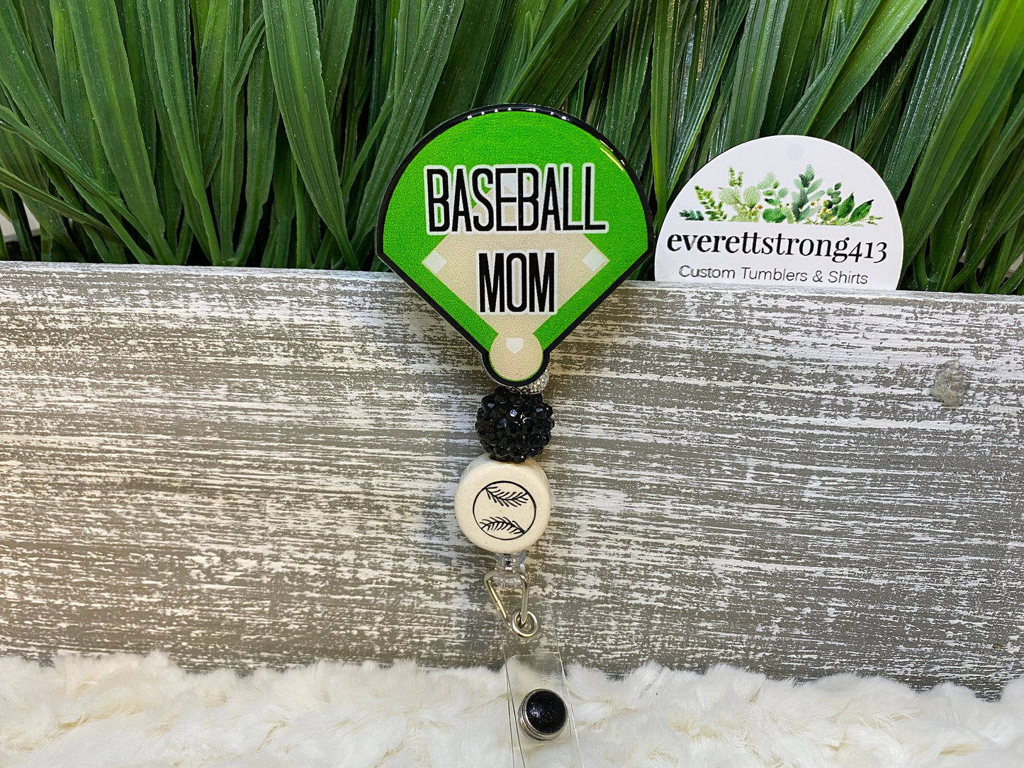 Beaseball Diamond Beaded Badge Reel