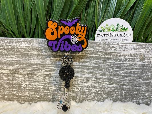 Spooky Vibes Beaded Badge Reel