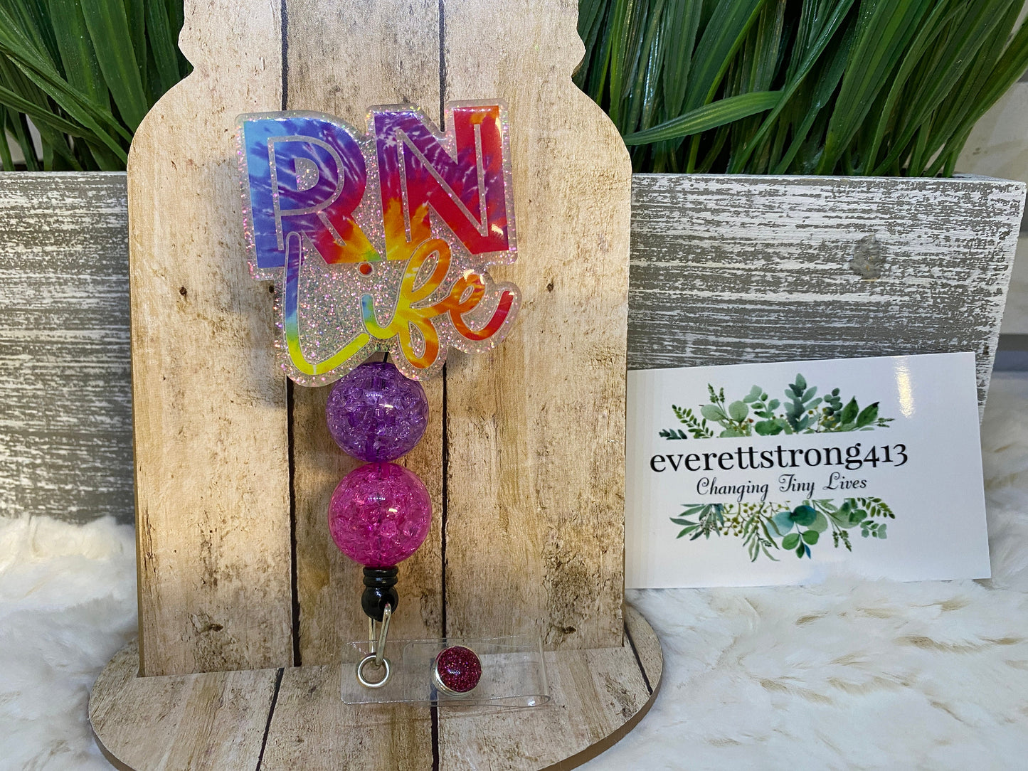 RN Life Tie Dye Badge Reel